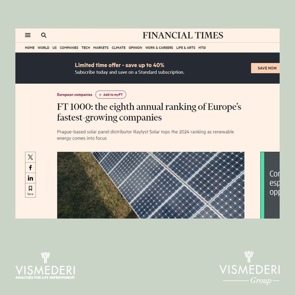 VisMederi has achieved a distinguished place in the prestigious FT 1000 ranking by the Financial Times